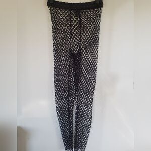 Derek Heart Mesh Leggings Black Grunge Goth S 26x28 Alt Streetwear